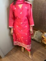 Gajri chandheri silk suit