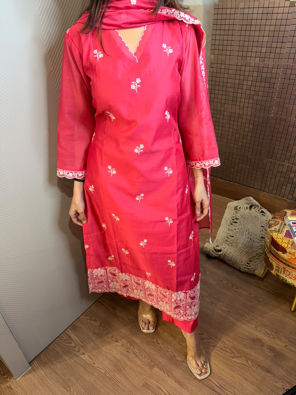 WhatsApp Image 2026-10-10 at 14.30.54 (2) Gajri chandheri silk suit - Image 1