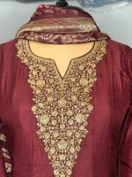 Embroidered anarkali silk gown - Image 3