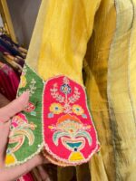 Yellow crushed tissue anarkali suit - Image 2