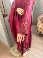 Ruby red party wear suit - Image 4