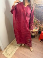 Ruby red party wear suit - Image 3