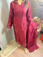 Ruby red party wear suit - Image 2